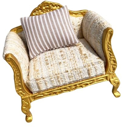 Miniatur-Wohnzimmer-Sofa Detaillierte Puppenmöbel aus Holz im Maßstab 1:12 Modell für Sammler Puppenhäuser Möbel Sofa für Wohnzimmer