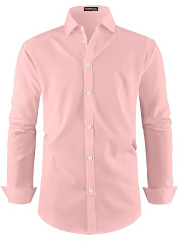 YAOBAOLE Chemise sans Repassage Homme Manches Longues Habillée Formelle Casual Business Coupe Ajustée Chemise Mariage Couleur Unie