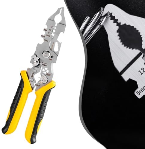 Zilimontt Pinza spellafili per elettricisti, 55,9 cm, con tubo termorestringente, struttura in acciaio legato e impugnatura ergonomica antiscivolo per lavori elettrici professionali (22 in 1)