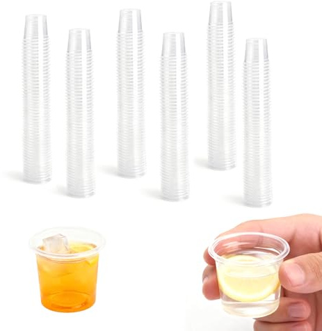 300 Stück Schnapsgläser Plastik, Plastikbecher 20ML,Transparente Shotgläser | Schnapsbecher Plastik 2cl, Wiederverwendbar, Shot Becher Plastiks Trinkbecher, für Bankett Hochzeiten, Verkostung, Party, DIY