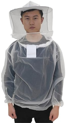 Imkeranzug Stichfest Transparente, atmungsaktive Imkerjacke mit rundem Schleier und Hut for Schutz vor Bienen, leichter, abnehmbarer