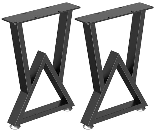 Yawinhe 2 Stück Metall-Tischbeine, V-Type Möbelfüße Schwarz für Esstische | Tischkufen für DIY Couchtisch Sitzbank,Hochbelastete Tischgestell,Industrielle Stahl Bankbeine Tischfüße für Esstische，Bänke