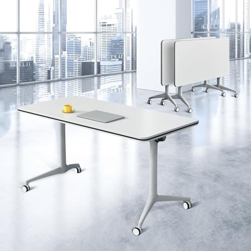Mesa de entrenamiento móvil con ruedas silenciosas, paquete de 2 mesas de conferencias plegables para reuniones dinámicas en oficinas, aulas, mesas rectangulares grandes para sala de conferencias