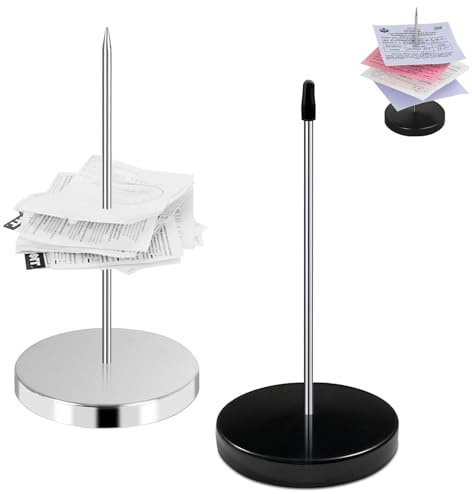 Pinchos para Notas,2 PCS Aleación Tickets Extraíble Pincha Papeles Base Redonda Porta Comandas Hostelería Portanotas Escritorio Soporte Recibos Factura Sujetapapeles & Spike