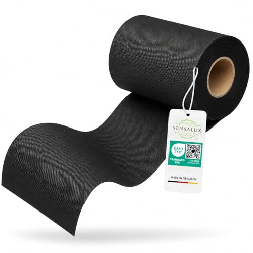 Sensalux Tischläufer Vlies 15 cm x 25 m Schwarz, abwaschbar | wasserabweisend, stoffähnliches Tischband, OEKO-TEX, Party Hochzeit Catering Event