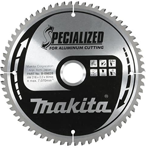 Makita B-09628 Spezielles Aluminium-Gehrungssägeblatt 216 mm x 30 mm x 64 Zähne