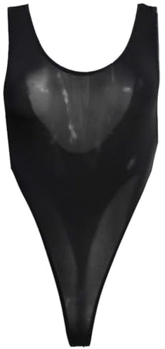 LinvMe Women's Sexy See Through High Cut Bodysuit Thong Leotard Sleeveless Lingerie