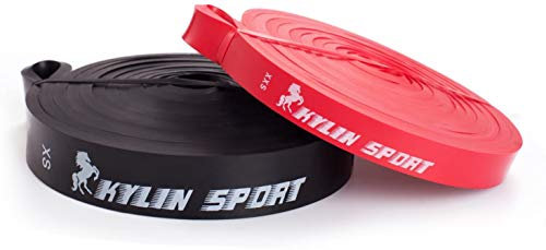 KYLIN SPORT Widerstandsband für Training/Yoga/Pilates, Unterstützung bei Klimmzügen, elastisches Band für Crossfit/Gymnastik/Kraftdreikampf, Set of 2 ( Red + Black)