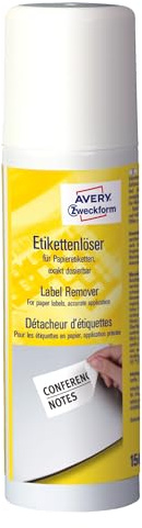 AVERY Zweckform 3590 Etikettenlöser Spray (rückstandsfreies Ablösen von Papieretiketten und Klebstoffresten, Etikettenentferner, Aufkleberentferner, Kleberlöser, Klebereste Entferner) 150ml