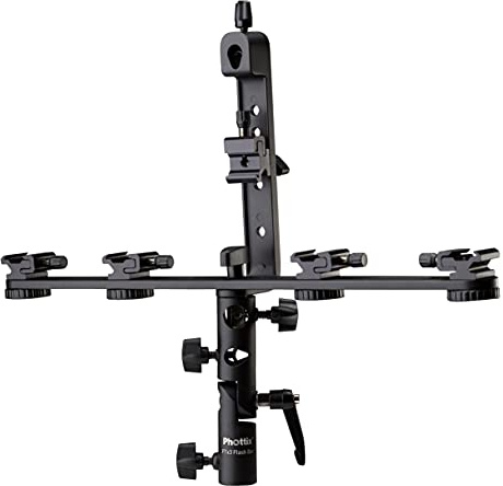 Phottix FTx3 barre support pour 5 flashs cobra + rotule + adaptateurs griffe flash