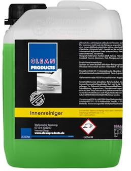 CLEANPRODUCTS Auto Innenraum Reiniger Konzentrat 2,3 Liter | Für Stoff, Kunststoff, Gummi, Aluminium, Leder, Velours, Holz - Mischung bis 1:10