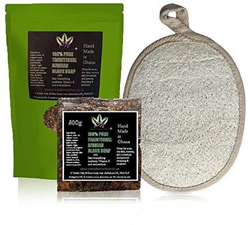 Supreme Quality Traditional Organic African Black soap bar 504g with Osun red camwood powder and other skin beautifying ingredients combats dry skin,acne,eczema,psoriasis and fades scars