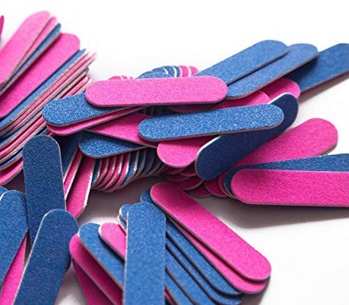 Mwoot - Set di 100 mini lime per unghie, usa e getta, a doppia faccia, grana 180/240, strumento per manicure per unghie finte in acrilico naturale, per uso domestico e salone