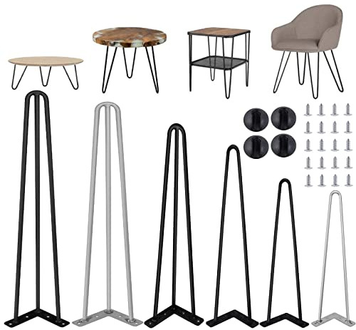 3Rods Hairpin Legs Hair Pin Legs Set Furniture/Table/Coffee Table/Bench/Stool/Desk/Kitchen Table Legs 16 41cm Height 10mm Dia.Black Steel DIY Any Color w/Free Screws& Floor Protectors (Set of 4）