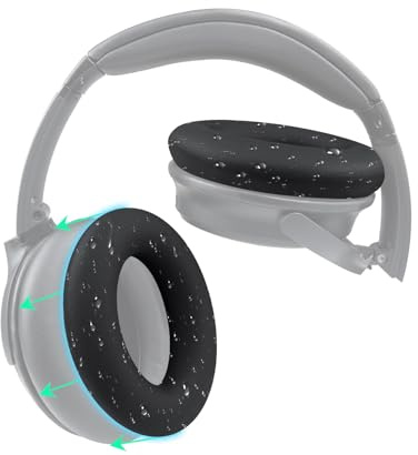 SOULWIT Schweißschutz für Bose Kopfhörer – Schwarz | (Nicht passend für 700NC/QC Ultra), für QuietComfort QC2/QC15/QC25/QC35/QC45/QC SC/Ae2/SoundTrue AE/SoundLink AE Kopfhörer