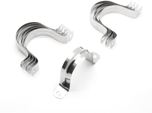 Jersvimc 10Pcs 2 Inch Stainless Steel Conduit Clamps | Two Hole Strap, U Bracket Rigid Pipe Strap, U Tube Clamp, for Pipe Fixing