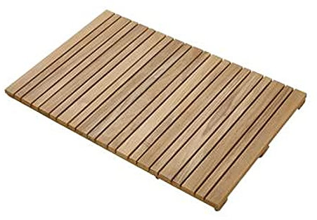 GLP Rechteckige Holz-Badematte, Bambus-Badvorleger, Badematten für Badezimmer, Outdoor-Dusche und Spa, Mehrzweck-Bambusmatte, mit rutschfestem Gummi (Größe: 40 x 90 cm)