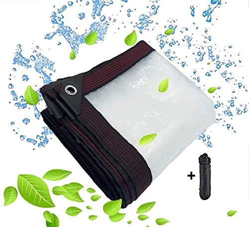 BCBIG telone trasparente occhiellato,tteloni impermeabile per esterno telo plastica polietilene con occhielli trasparenti occhiellati tende per antipioggia balcone legno pianta Giardino 1 x 2 m