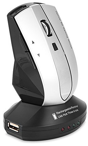 Dpofirs Kabellose Wiederaufladbare Maus mit Ladestation, 2,4 G Kabellose Ergonomische Optische Maus für Notebook, PC, Laptop, Computer(grau)