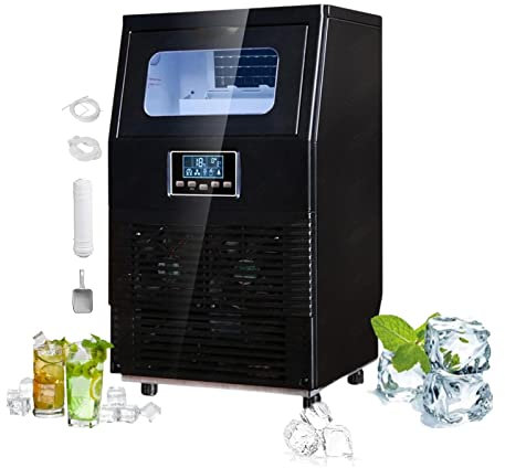 Máquina para Hacer Hielo Comercial Maquina de Hielo Industrial 40KG en 24 H Maquina Hacer Hielo Profesional 2 Tamaños de Cubitos Ideal para Fiestas CóCteles