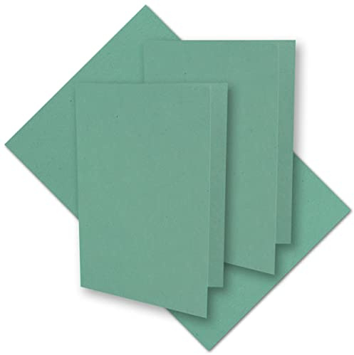 25x Eukalyptus-Grüne Vintage Kraftpapier Falt-Karten 210 x 148 mm - DIN A5 - Natur Eukalyptus-Grün - Recycling - 240 g blanko Klapp-Karten - UmWelt by GUSTAV NEUSER