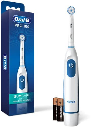 Oral-B Pro 100 Gum Care, Battery Powered Toothbrush, White (New Model)