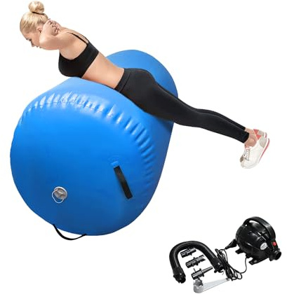 GBVUGY Gymnastics Air Barrel Roller,Inflatable Tumbling Mat Backbend Trainer with Electric Pump, Back Handspring Track Tumbler for Yoga Cheerleading Home & Water Use
