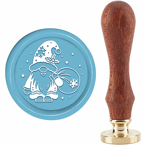 craspire Weihnachtself Wachssiegelstempel Schneeflocke Weihnachtsmann Siegelstempel X'Mas EVE 30 mm/1.18 Zoll Abnehmbarer Messingkopf Siegelstempel Mit Holzgriff Einladungen Grußkarten Verpacken