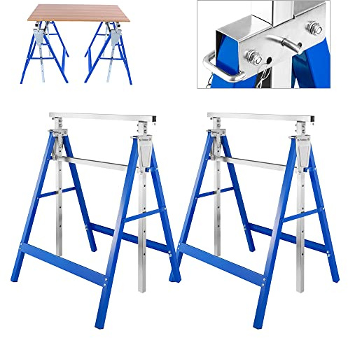 Izrielar 2x Gerüstbock Klappbock Gerüst Unterstellbock 7-fach höhenverstellbar 81-130 cm Arbeit Gestelle Arbeitsbock Stützbock