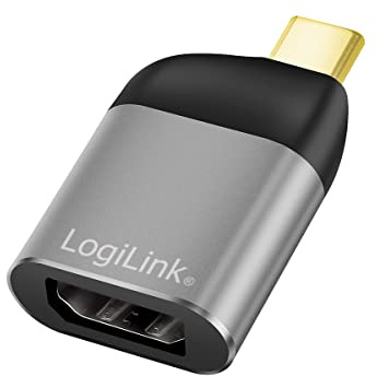 Logilink USB 3.2 Gen2 Adapter Ultra-HD 8K, USB Typ-C (Stecker) zu DisplayPort (Buchse), Farbe: Schwarz/Grau