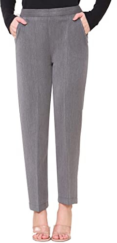INSAFIANS Damen Halbelastische Pull-Up-Hose | Damen Bürokleidung Hosen | Arbeit Formal, grau, 40 DE Extra Lange