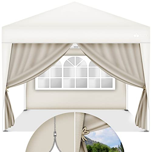 tillvex® 2X Pavillon Seitenteile 3x3m Wasserdicht, Stabil & Winterfest | Faltpavillon Seitenwand mit Reißverschluss, Bändern & Fenster | Seitenwände für Gartenzelt Partyzelt Festzelt UV Schutz 50+