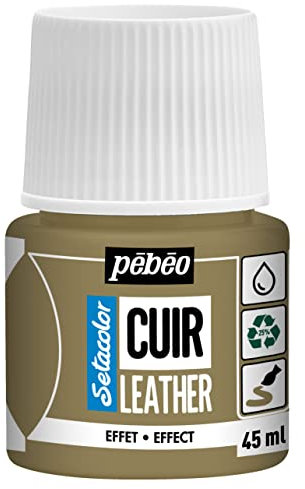 Pebeo - Setacolor Cuero - Pintura acrílica para cuero y polipiel - Personalización bolso, zapato, zapatilla - Resistencia a arañazos, pliegues, roces - Efecto metalizado - Metal dorado - 45 ml