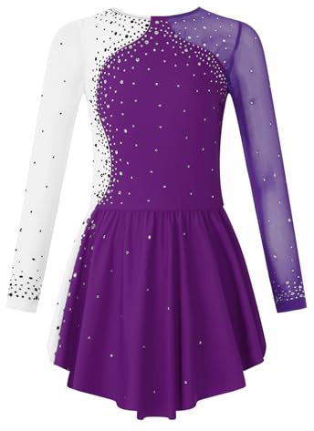 iiniim Robe De Patinage Artistique Enfant Fille Robe Danse Moderne Lyrique Ballet Tenue Gymnastique Compétition Spectacle