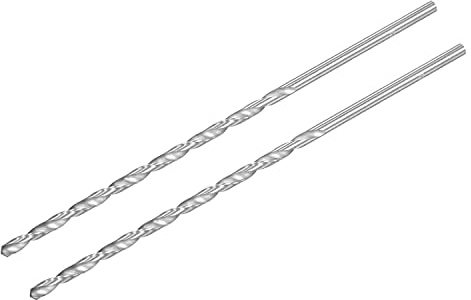 TA-VIGOR 2Pcs 4mm Extra Long Twist Drill Bits, 160mm Length High-Speed Steel HSS Straight Shank Spiral Drill Bits for Wood Metal Aluminum Plastic