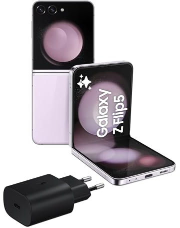 Samsung Galaxy Z Flip5 Smartphone Pieghevole, Caricatore Incluso, RAM 8GB, 256GB, Sim Free Android, Display 3,4 Super AMOLED/6,7 Dynamic AMOLED 2X, Lavender 2023 [Versione italiana]