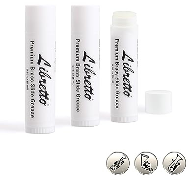 Libretto Tuning Slide Grease, Set of 3, Odorless, Smooth, Pure, Materials from Japan, Special-Blended Formula, for Trumpet, French Horn, Tuba, Trombone, 0.16 oz (5 ml)