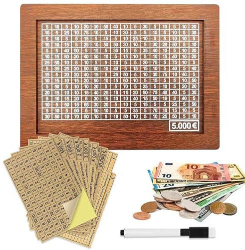 SUNJING Spardose Aus Holz Sparbox Mit Zahlen Ankreuzen Spardose Holz Deine Spar Box Geld Sparen Box Holzspardose FüR Geldsparbox Holz ZäHlwerk Aus Geldsparenbox Geldkassette 1000/2000€ etc