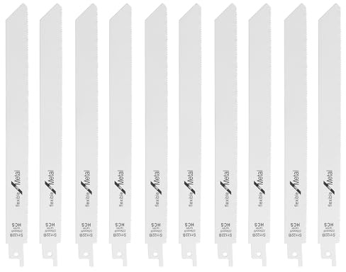 Bestgle 10 Pieces Reciprocating Saw Blade Set, 225mm 14TPI Bi-Metal Cobalt Sabre Saw Blades for Metal Cutting S1122B