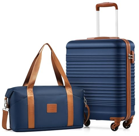 COOLIFE Ryanair Kabinenkoffer Set 2tlg - 55x40x20+40x20x36 EasyJet TSA | extra große Tote, persönlicher Gegenstand, Handgepäck Koffer, ABS, 4R – für Priority-Boarding, Maximalvolumen & lange Reisen