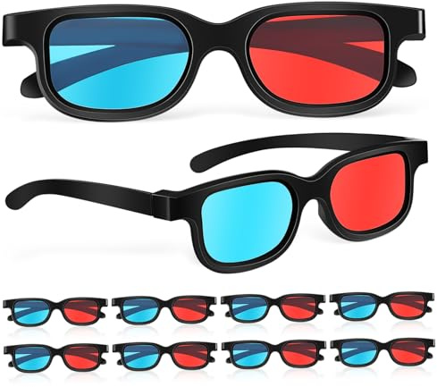 Angoily 10Pcs 3D Glasses 3D Red Glasses Viewing For Movies Game DVD Film Television Home Theater