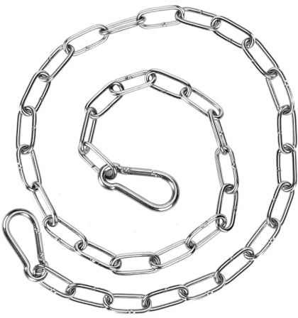 Cadena para Puerta, 110 cm Cadena para Columpio Colgante con Mosquetones de Doble Extremo Pestillo para Puerta de Granja para Interior Exterior Caballo Hamaca (3 mm de Grosor, Plateada)