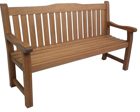 BrackenStyle Boston 3 Seat Classic Wooden Garden Bench, 160cm Hardwood | Outdoor Patio Seating, Durable Furniture, Ergonomic Straight Backrest, With Arms Rests