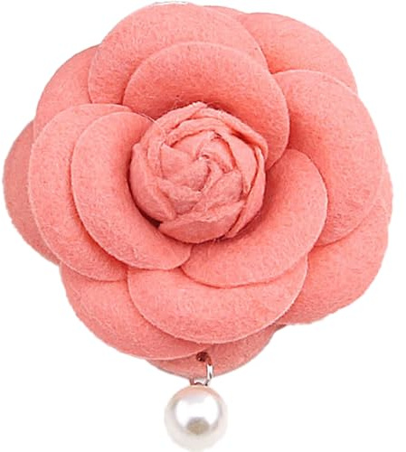Camellia Blumenbroschen, Vintage Stoffblumenbroschen mit künstlichen Perlen, elegante florale Anstecknadeln für Damen, Hut, Kleid, Hemd, Krawatte, Corsage, Lila (Pink)