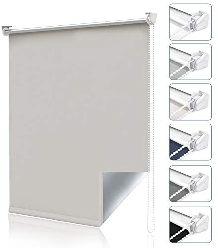 Magiea Verdunklungsrollo ohne & mit, Bohren Klemmfix, Creme, B50 x H130 cm, Klemmrollo ThermorolloInnenrollo für Sonnen- und SichtschutzRollos für Fenster & Tür
