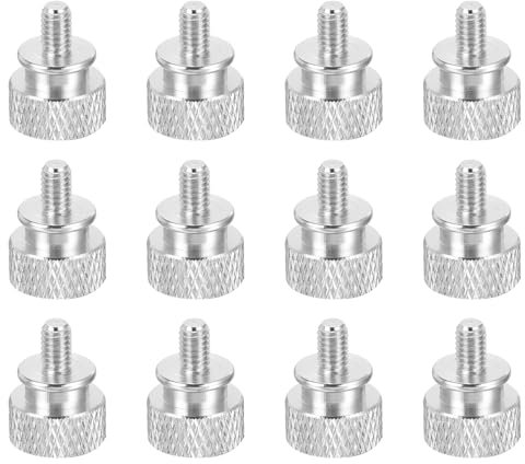 QUARKZMAN 12 Stück M4x6mm gerändelte Daumenschraube Computergehäuse Gewindeschrauben Aluminiumlegierung für PC-Gehäuse, Hell Silber