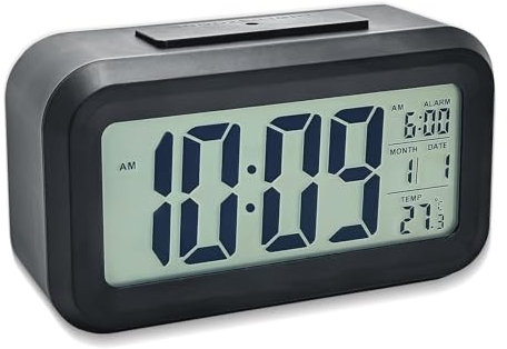 Gentpovth LCD Digitaler Wecker Batteriebetrieben Mit Datums-, Monats- Und Temperaturanzeige - Große LED Display, Digital Uhr Mit Snooze Modul, Tragbar Für Schlafzimmer, Home, Office