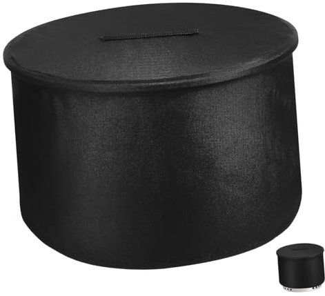 Copertura per tavolo per braciere da esterno, impermeabile, rotonda, per fornello da barbecue, copertura in tessuto Oxford nero con coperchio per braciere