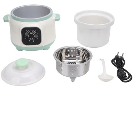 Olla Eléctrica para Estofado de 1,8 L, Olla de Cerámica Multifuncional con Tapa, Adecuada para Cocinar Sopas, Guisos, Postres y Más, Potencia de 235 W, Protección contra Quema en