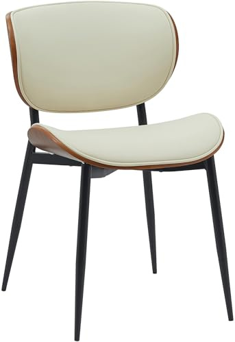 CLP Silla Enid con Respaldo y tapizado I Sillón con Revestimiento de Polipiel o Tela I Cómoda Silla de Comedor, Color:Nuez/Crema, Material:Cuero Sintetico